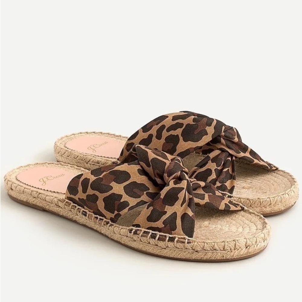 J. Crew 8.5 Twisted Knot Espadrille Sandals Leopard Animal‎ Print